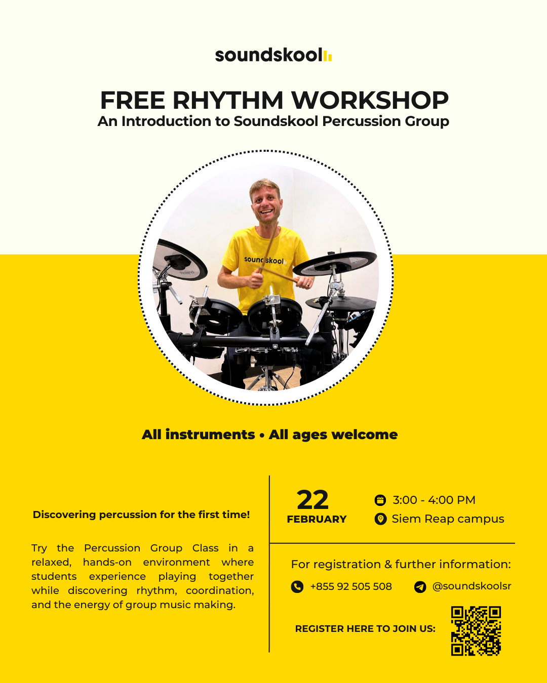 Free Rhythm Workshop: An Introduction to Soundskool’s Drum & Groove