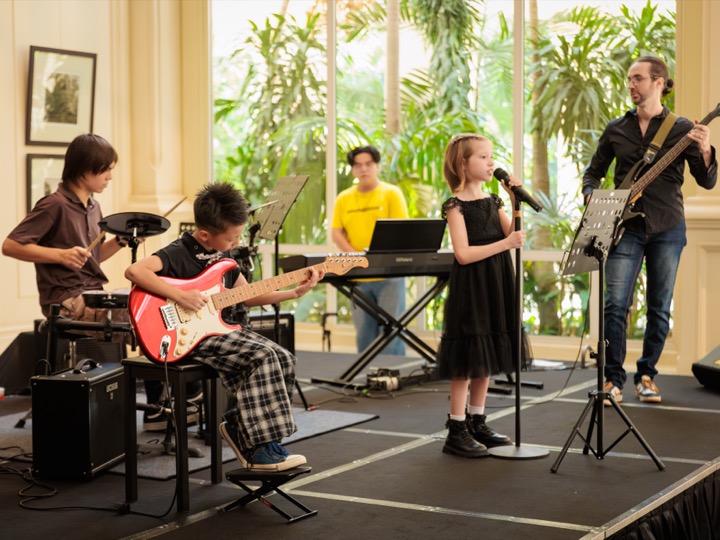 Students on stage