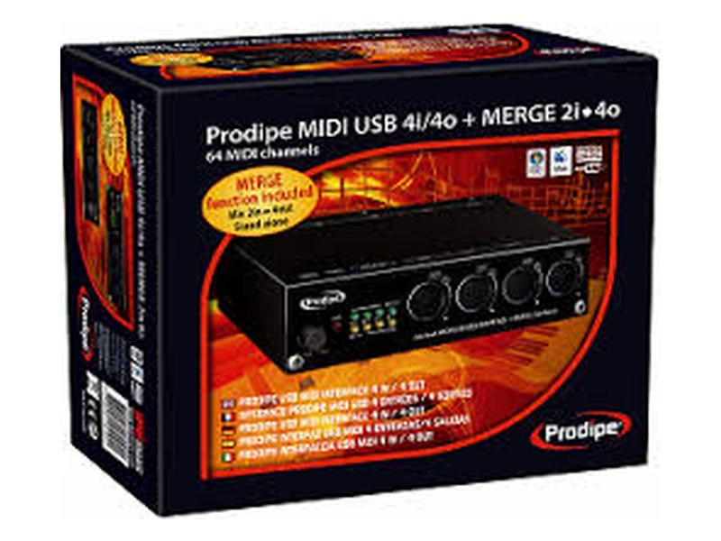 Prodipe USB Midi Interface 4i4o + MERGE 2/4